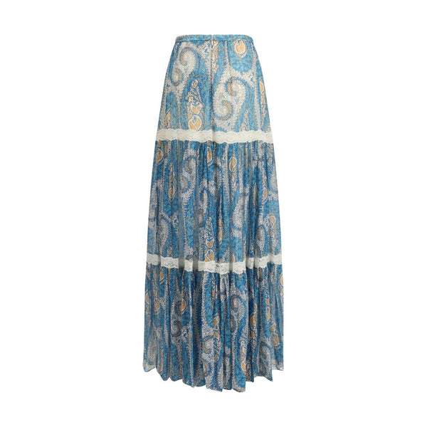 Etro Multicolor Silk Long Skirt