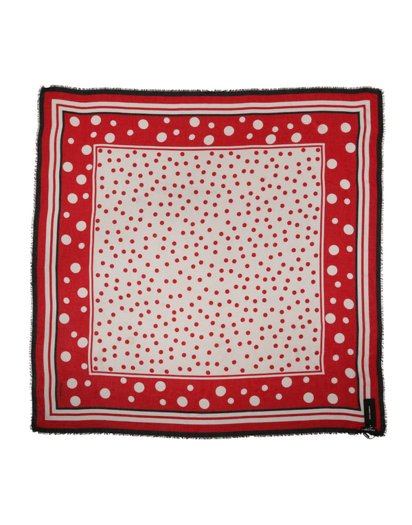 Dolce & Gabbana Red Polka Dot Print Square Stole 137cm x 134.5cm Scarf