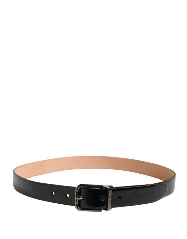 Dolce & Gabbana Men Black Classic Leather Metal Buckle Belt
