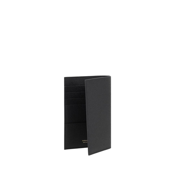 Ferragamo Black Calf Leather Bos Taurus Wallet
