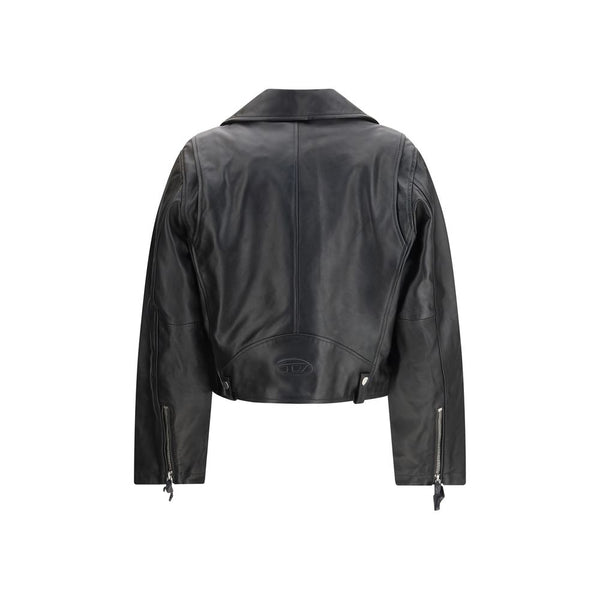 Diesel Black Calf Leather Bos Taurus Leather Jacket