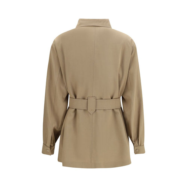 Max Mara Brown Wool Oves Aries Sleeveless Jacket