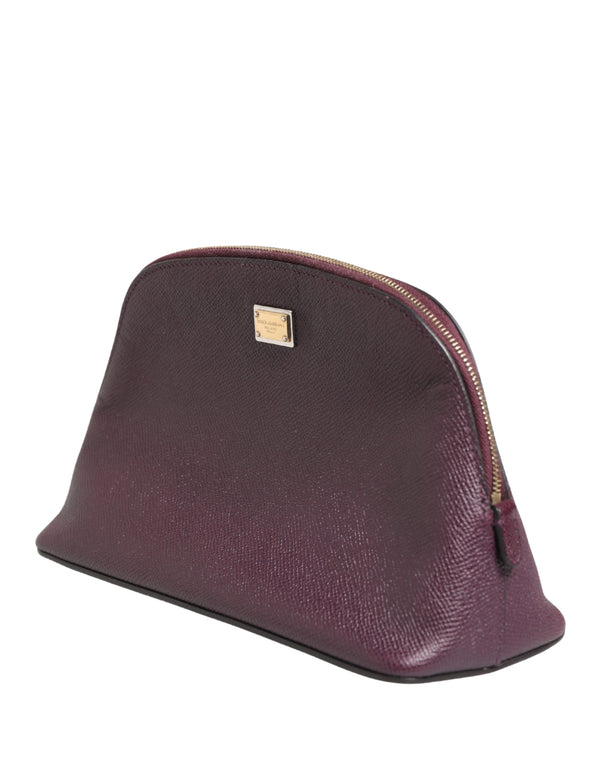 Dolce & Gabbana Dark Purple Leather DG Logo Zip Around Hand Purse Wallet
