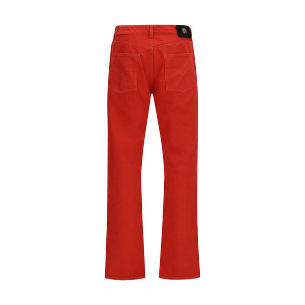 Versace Red Cotton Straight-Leg Jeans