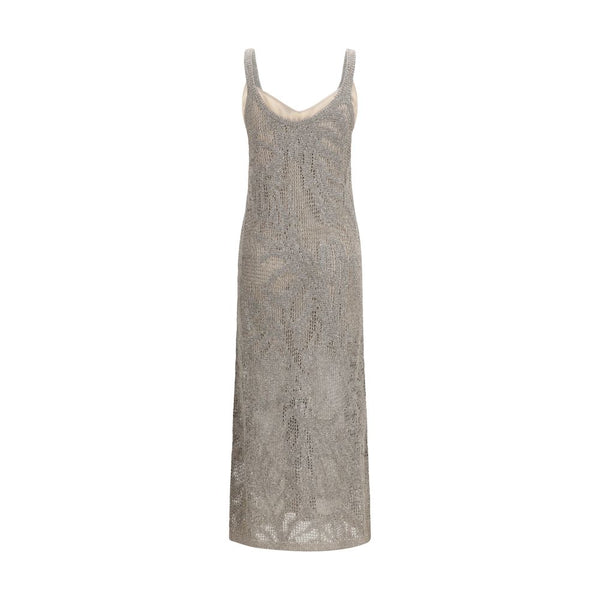 Brunello Cucinelli Gray Linen Casual Dress
