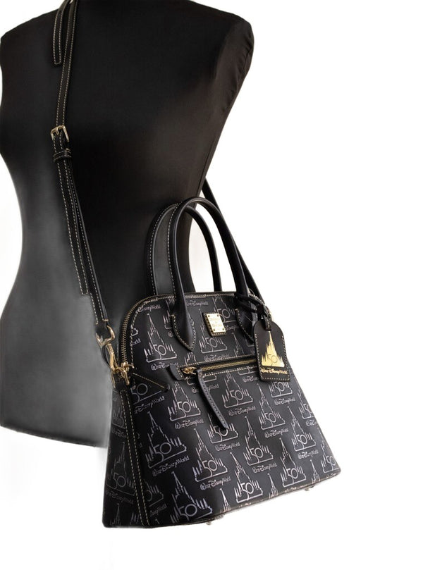 Dooney & Bourke Black Walt Disney World 50th Anniversary Leather Satchel Handbag