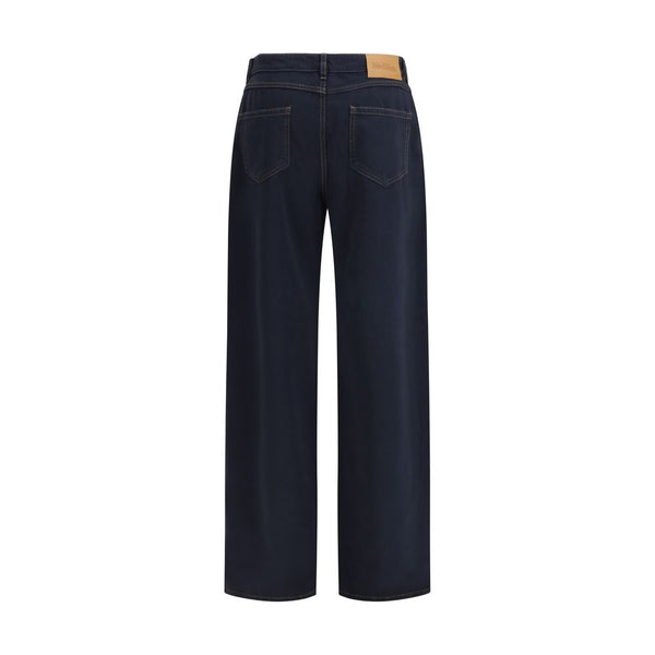 Max Mara Blue Cotton Casual Pants