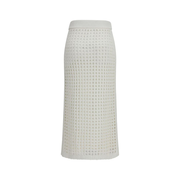 Max Mara Pure White Cotton Midi Skirt
