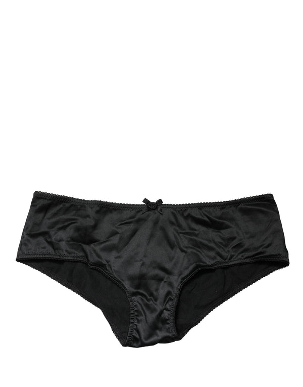 Dolce & Gabbana Black Silk Stretch Mid Waist Brief Panty Underwear