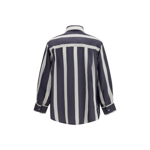 Cruna Blue Viscose Pattern Shirt