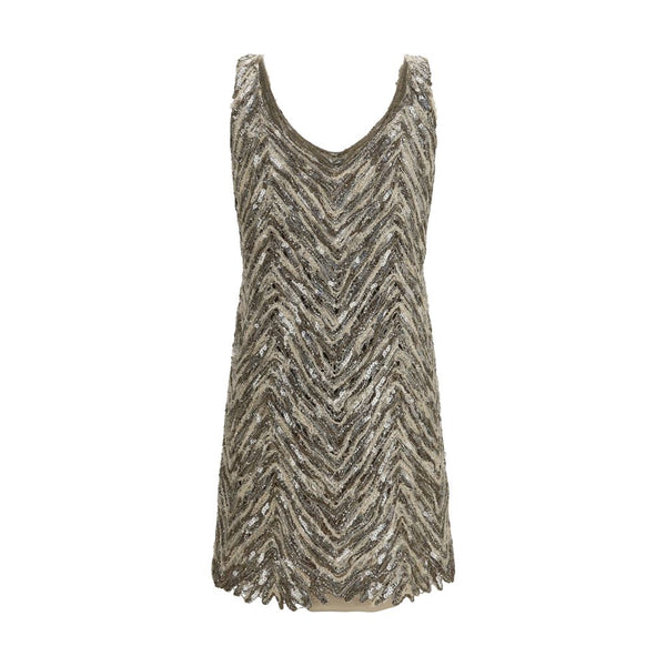 Brunello Cucinelli Beige Paper Cocktail Dress