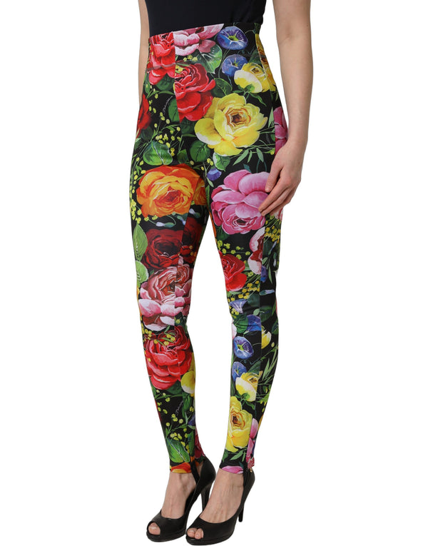 Dolce & Gabbana Multicolor Floral Stretch Jersey Leggings Pants