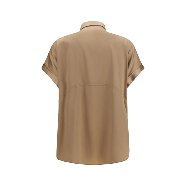 Brunello Cucinelli Beige Silk Shortsleeve Shirt