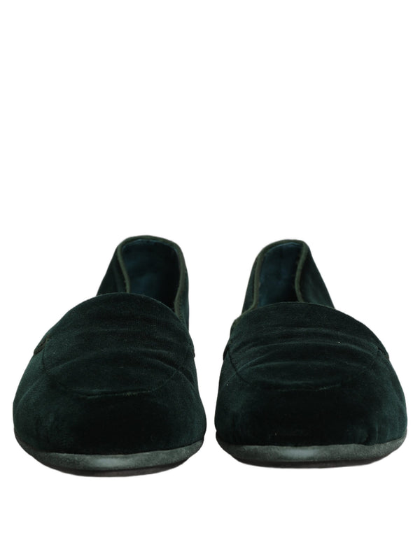Dolce & Gabbana Green Velvet Slip On Men Flats Loafers Shoes