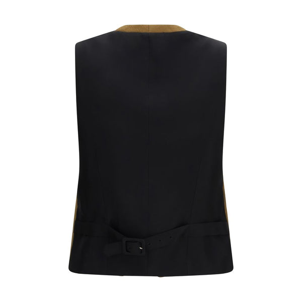 Burberry Brown Wool Oves Aries Sleeveless Jacket