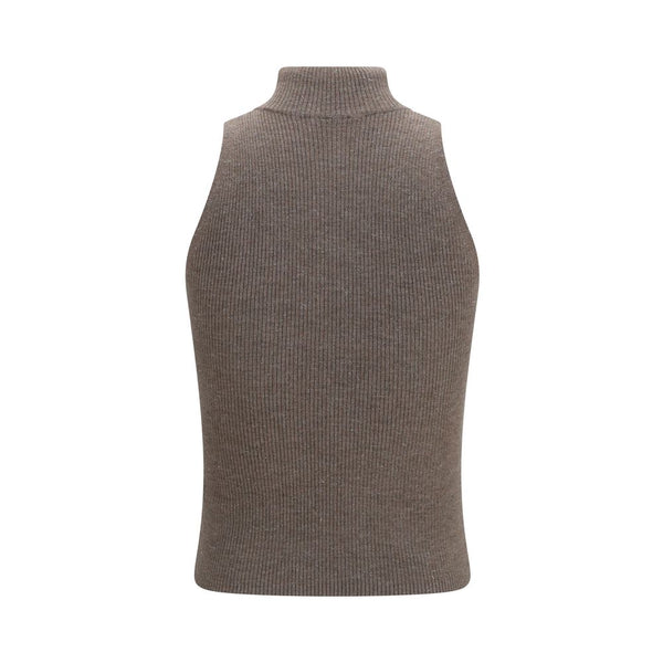 Brunello Cucinelli Brown Cashmere Sleeveless Jacket