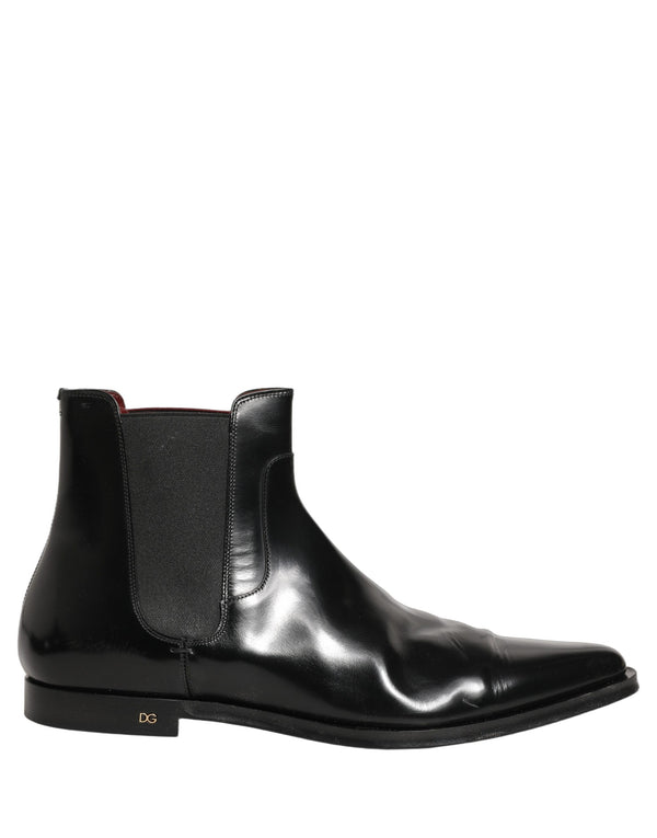 Dolce & Gabbana Black Chelsea Slip On Men Ankle Boots Shoes