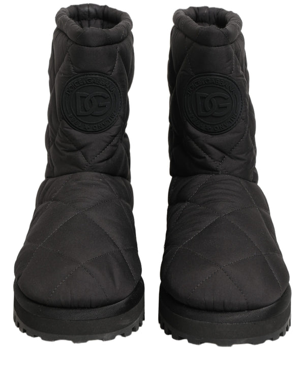 Dolce & Gabbana Black Quilted Effect Mid Calf Boots Shoes