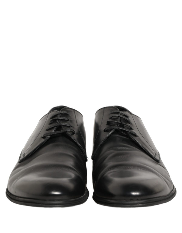 Dolce & Gabbana Black Leather Men Derby Dress Formal Shoes