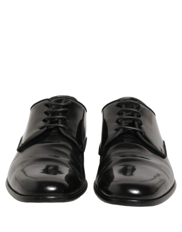 Dolce & Gabbana Black Leather Men Derby Dress Formal Shoes