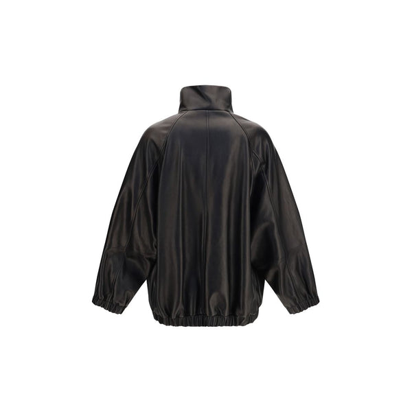 Brunello Cucinelli Black Lamb Ovis Aries Leather Jacket