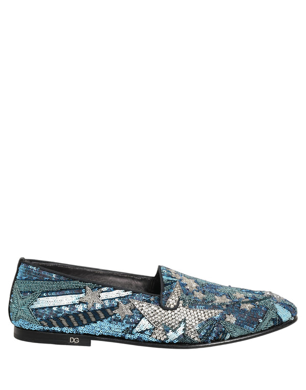 Dolce & Gabbana Multicolor Embroidered Sequin Loafers Shoes