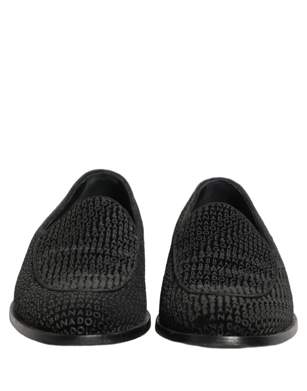 Dolce & Gabbana Black Logo Monogram Men Dress Loafers Shoes