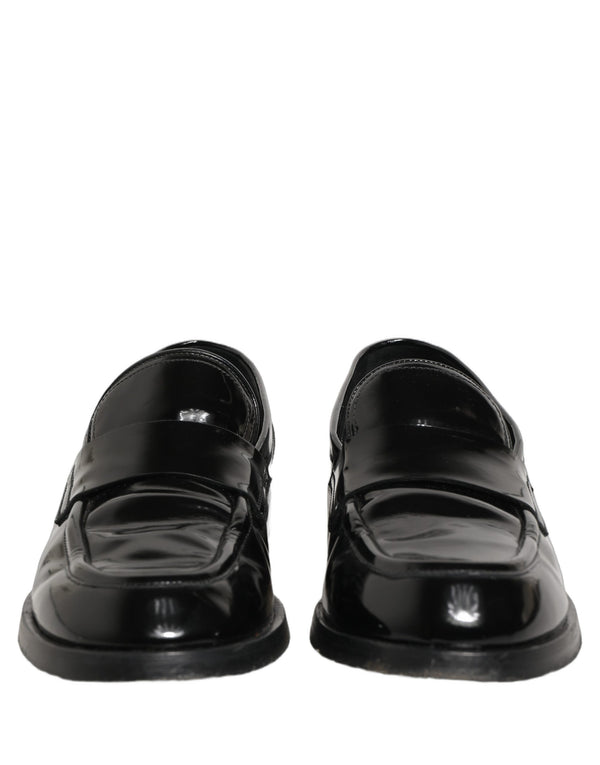 Dolce & Gabbana Black Leather Formal Men Dress Loafers Shoes