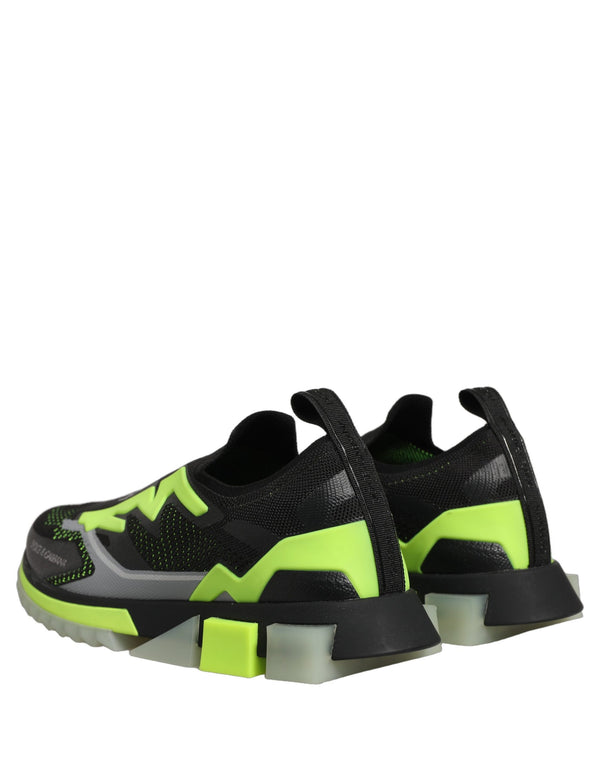 Dolce & Gabbana Black Green Sorrento Low Top Sneakers Shoes