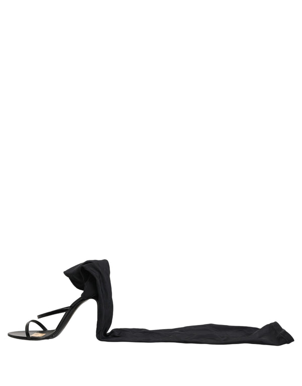 Dolce & Gabbana Stiletto Sandals Socks Knee High Boots Black