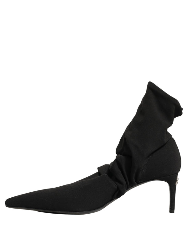 Dolce & Gabbana Black Stretch Socks Heels Ankle Boots Shoes