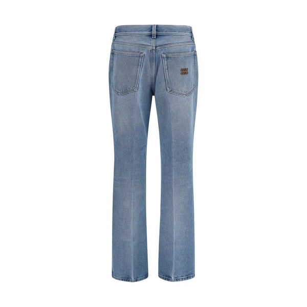 Miu Miu Blue Polyester Relaxed Fit Jeans