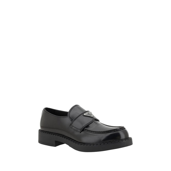 Prada Black Calf Leather Bos Taurus Platform Loafers