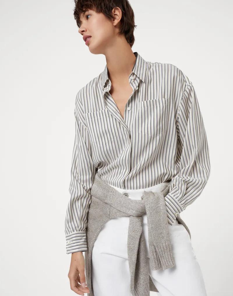 Brunello Cucinelli Multicolor Silk Pattern Shirt