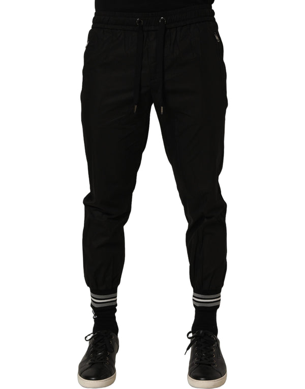 Dolce & Gabbana Black Cotton Mid Waist Jogger Sweatpants Pants