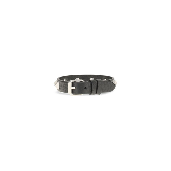 Valentino Garavani Black Calf Leather Bos Taurus Bracelet