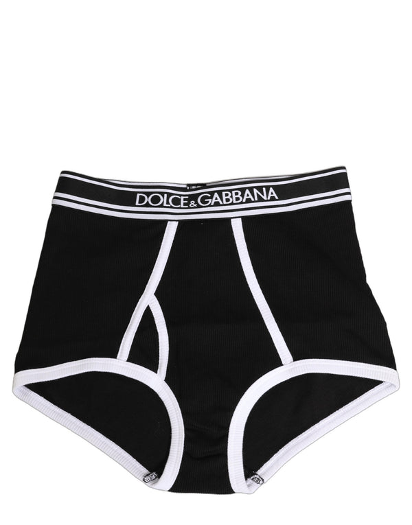 Dolce & Gabbana Black White Logo Waistband Coulotte Panty Underwear