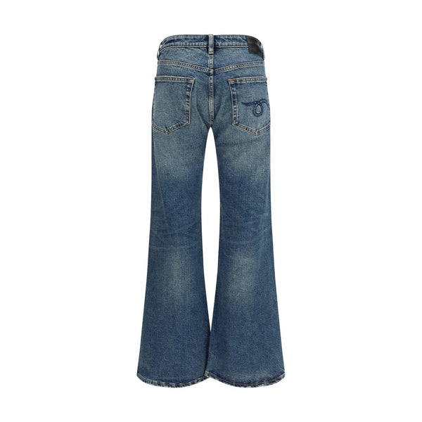 R13 Blue Cotton Flared Jeans