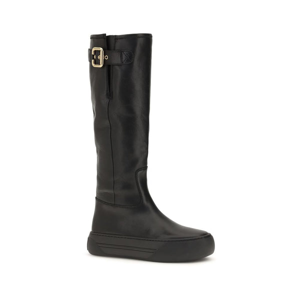 Chloé Black Calf Leather Bos Taurus Flat Boots