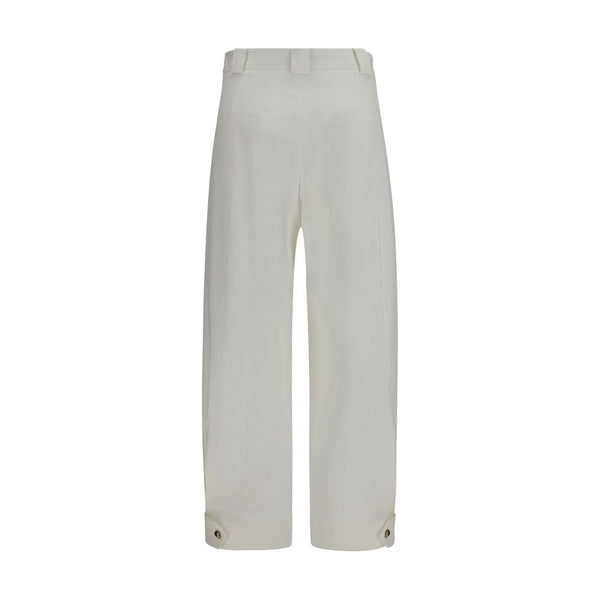 Max Mara White Cotton Cropped Pants