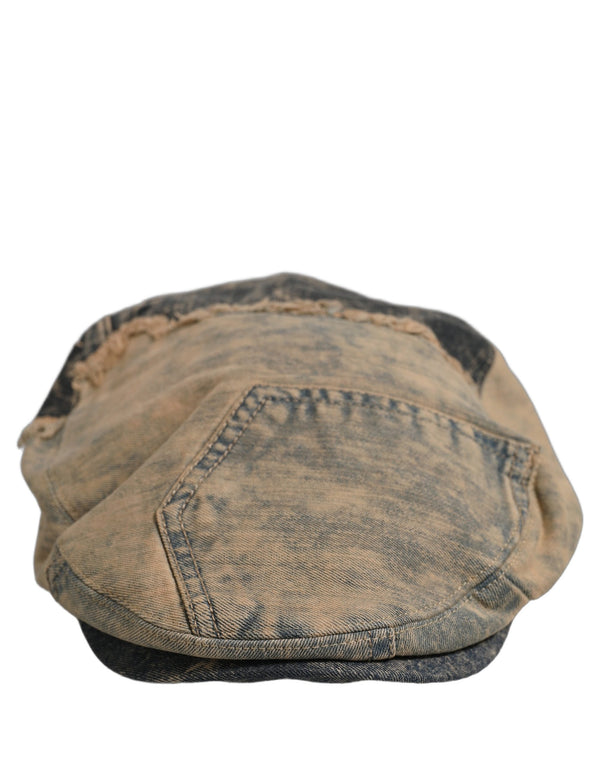 Dolce & Gabbana Brown Cotton Denim Newsboy Capello Cabbie Hat