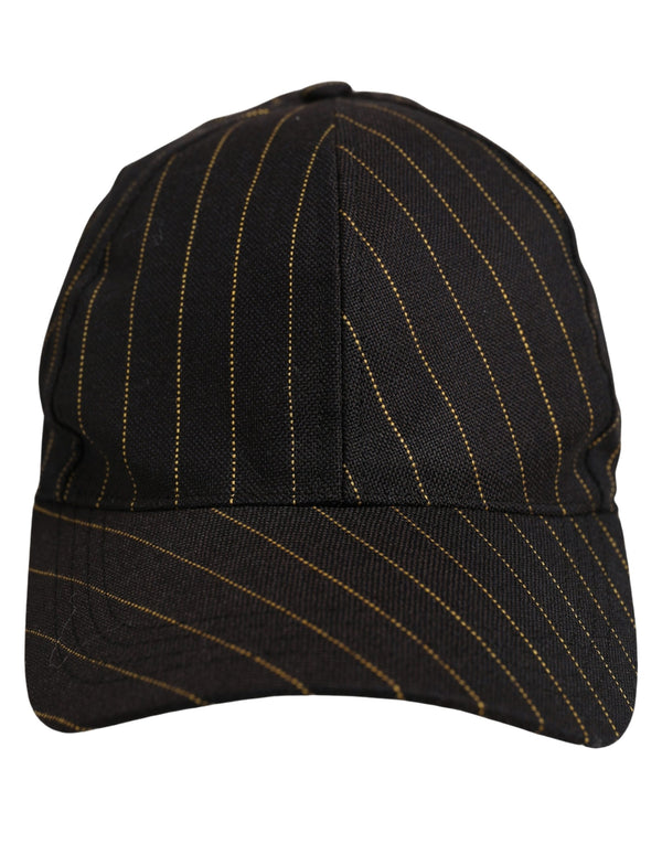 Dolce & Gabbana Black Gold Pinstriped Cotton Baseball Cap Hat