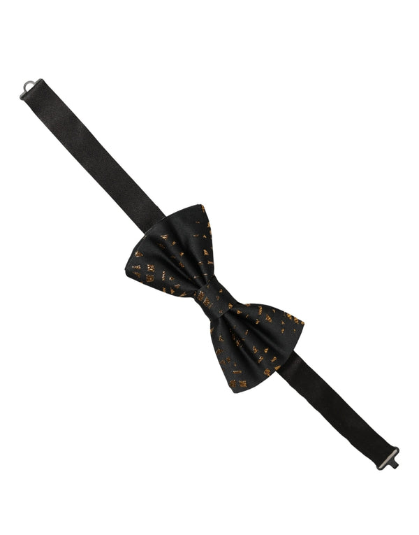 Dolce & Gabbana Dark Gray Speckle Pattern Adjustable Neck Papillon Bow Tie