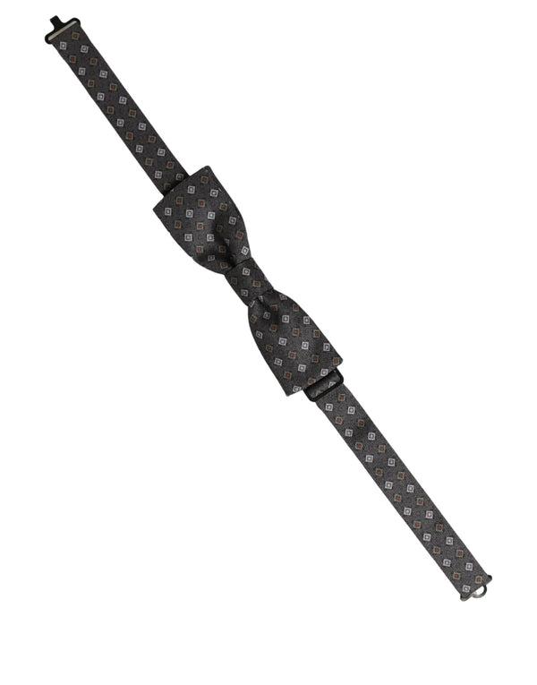 Dolce & Gabbana Men Dark Gray Geometric Adjustable Bow Tie