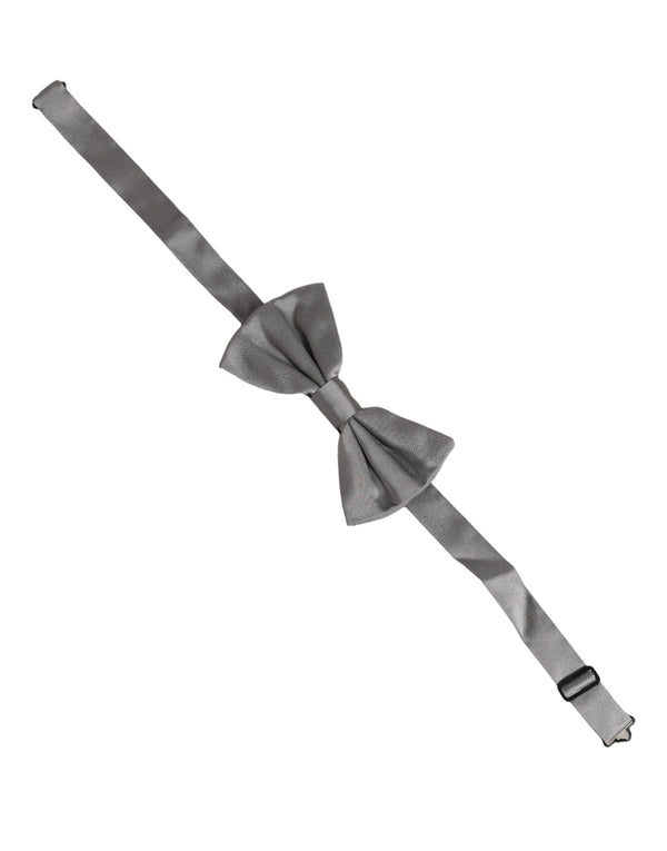 Dolce & Gabbana Men Gray 100% Silk Adjustable Neck Papillon Bow Tie