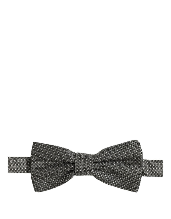 Dolce & Gabbana Men Gray Silk Patterned Adjustable Neck Papillon Bow Tie