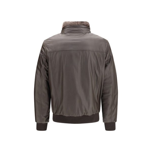 MooRER Brown Leather Full-Length Jacket