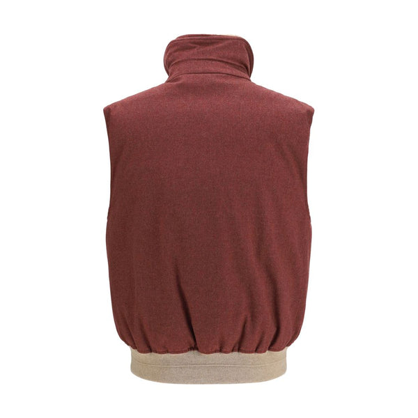 Brunello Cucinelli Bordeaux Wool Oves Aries Sleeveless Jacket