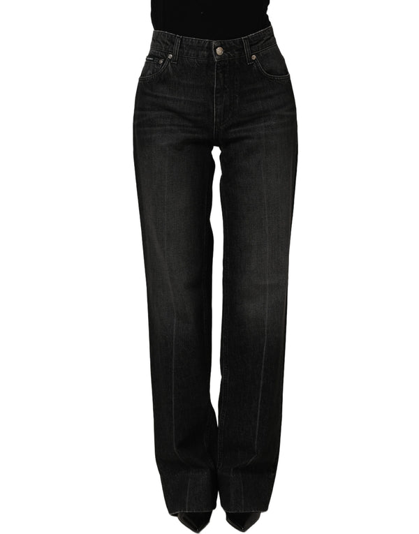Dolce & Gabbana Black Cotton Stretch Straight Denim Jeans