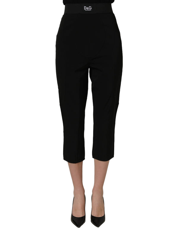 Dolce & Gabbana Black Viscose High Waist Capri Trouser Pants